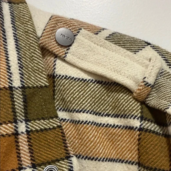 RVCA Women's Utility Jacket - Brown, Cream, and Green Plaid - Picture 6 of 7